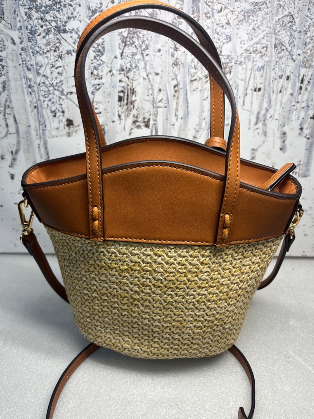 Straw Crossbody Bag Summer Beach Shoulder Top Handle Hobo Tote Woven Bucket Bag - Picture 4 of 12